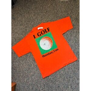 Vintage Sun Sportswear Golf T Shirt Mens‎ XL Orange I Golf Therefore I Am Tee